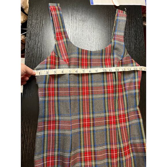Vintage 90's Decked Out Plaid Sexy Schoolgirl Jumper Dress with High Slit - Picture 10 of 11